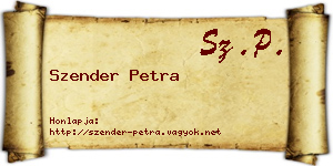 Szender Petra névjegykártya